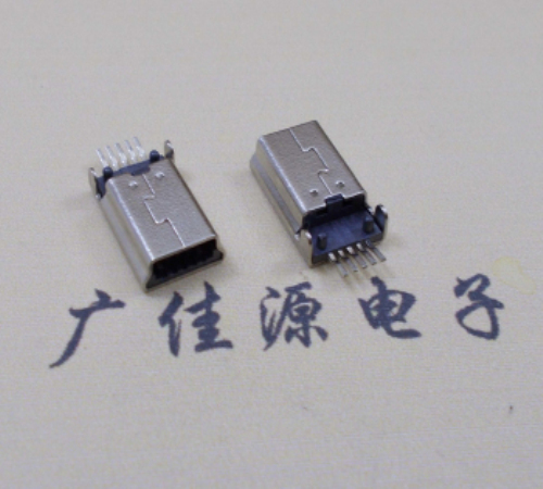 广州MINI USB公头 5pin端子贴板带柱 10.7mm体长