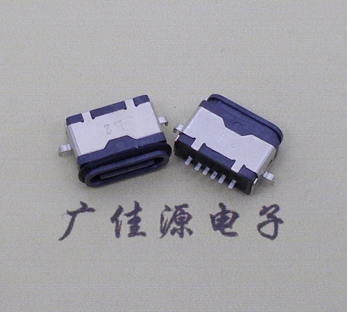 广州沉板type c6p防水母座卧式两脚插板沉板1.2mm/1.6mm/2.0mm